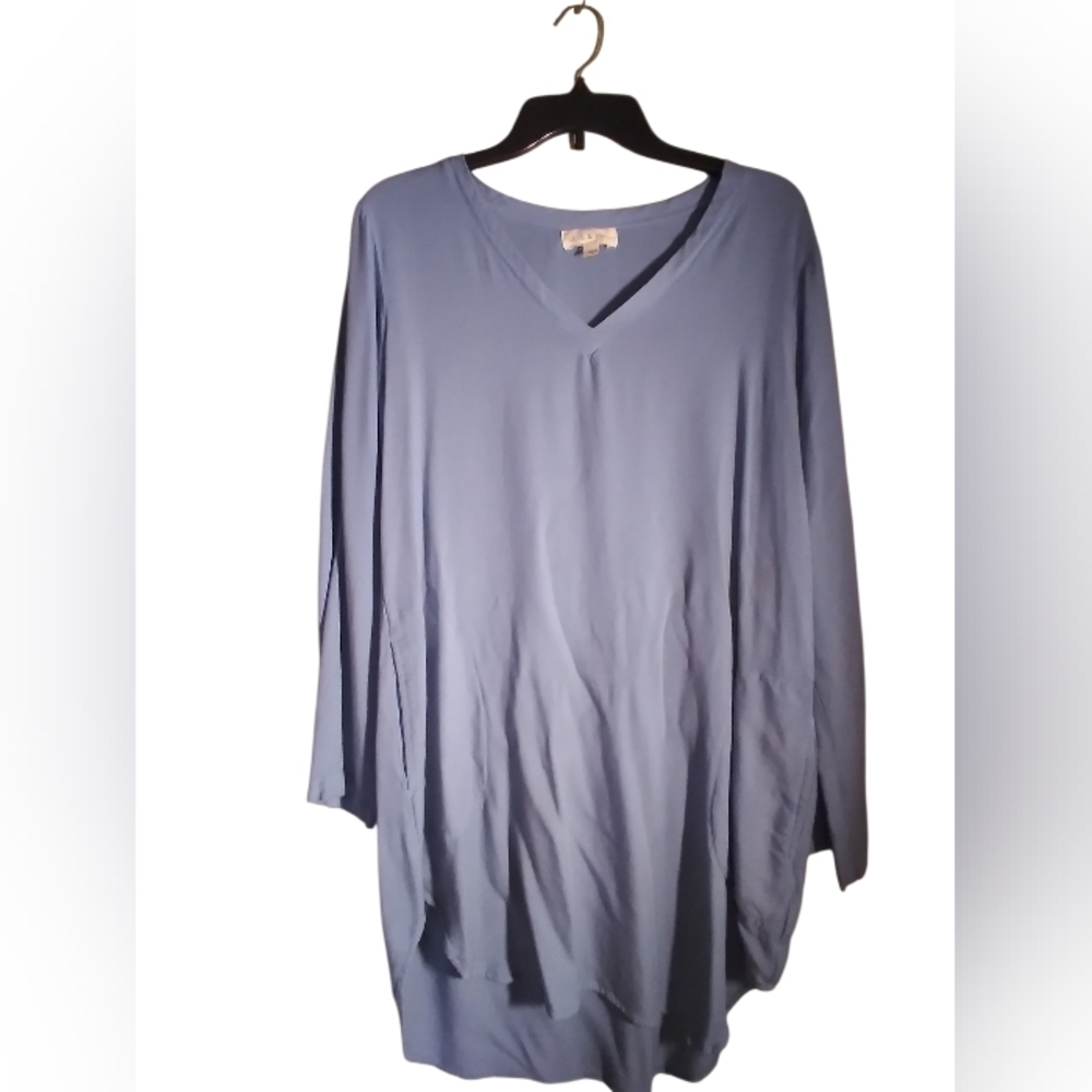 Cloth And Stone Blue Womens Flowy Dress Long Sleeve M High Low Lagonlook Casual